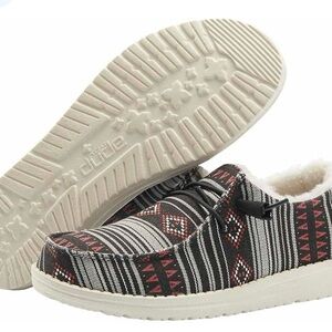 Hey Dude Women's Wendy Boho Slip-on Shoes Black White Patterned Size 10